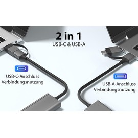Callstel USB Distributor: USB A/C Hub with 4 Ports, 4X USB-A 3.2, up to 5 Gbps, Aluminium (Multi Port USB Hub, USB Type A Hub)