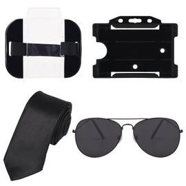 NAUZE 4 Pieces SIA License Badge Holder Set Arm Badge Holder Horizontal Badge Holder Sunglasses Tie for Security Warehouse Factory Staff Emergency Worker Doorman
