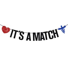 Mis Quince It's a Match Banner, Residency Match Day Decorations, Happy Match Day Party Decor, Medical School Graduation Party Decorations Black Glitter