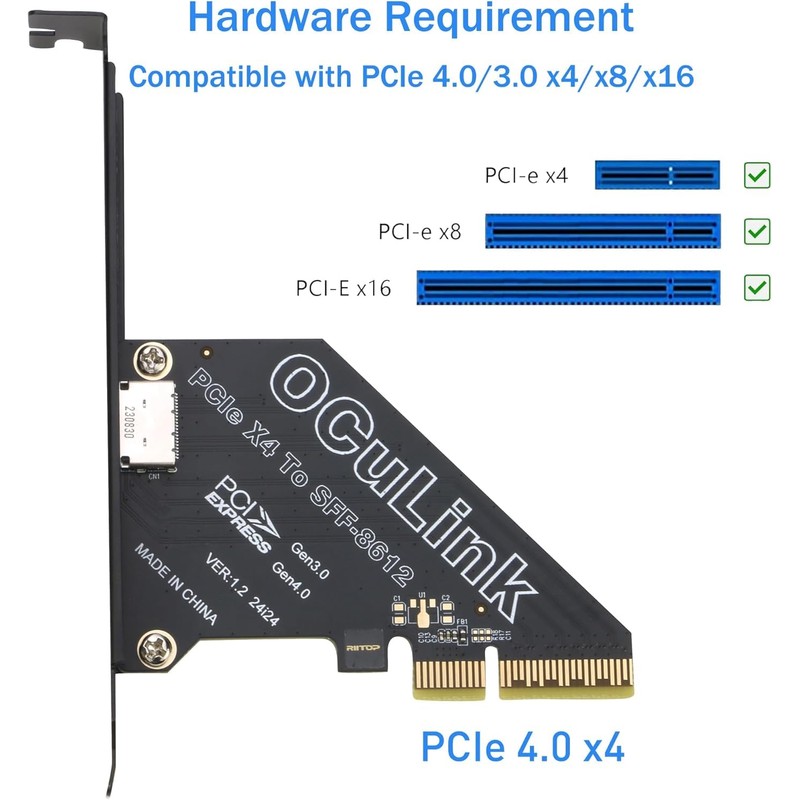 RIITOP PCIe to Oculink Adapter for eGPU [1-Port], PCIe Gen4