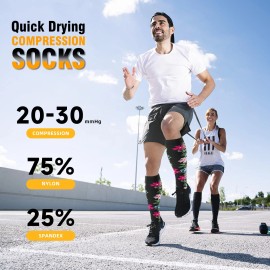 Bropite 6 Pairs Compression Socks for Women Men 20-30mmHg Running Nurse Travel Support