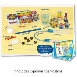 Kosmos KOSMOS 657833 Experimente für die Badewanne, Experimentier-Spaß mit Seifenboot, Wasserrad und Taucherglocke, Forscher-Set, Experimentierset für Kinder, Badewannen-Spielzeug ab 6 Jahre