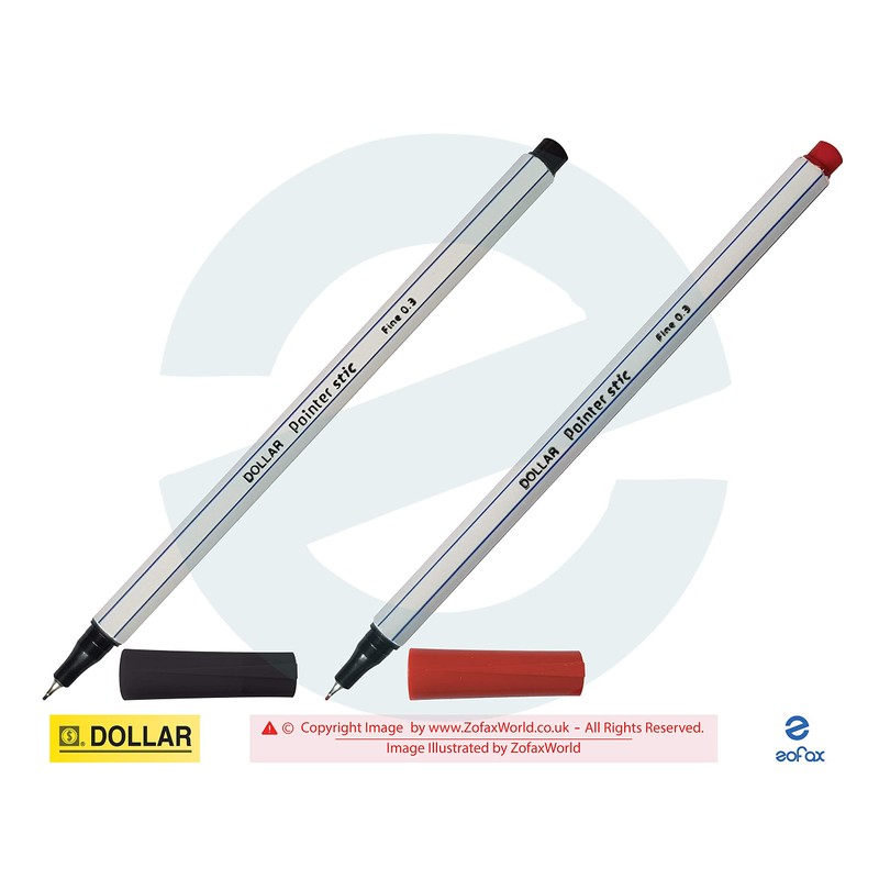 DOLLAR Pointer Stic 0.3mm Fineliner Pens - Wallet of 10