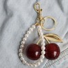 Hoheng Pink Cherry Purse Charm Cherry Keychain Cute Fruit Pearl