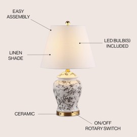 JONATHAN Y JYL3005C Penelope 22" Chinoiserie Classic LED Table Lamp Cottage Traditional Bedside Desk Nightstand for Bedroom Living Room Office College Bookcase LED Bulb Included, Gray/White