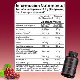 Nuboost - Resveratrol - Resveratrol 1000 Mg Puro - Antioxidantes, 90 Cápsulas Vitamina C - Acaí - Pimienta Negra Hecho en USA