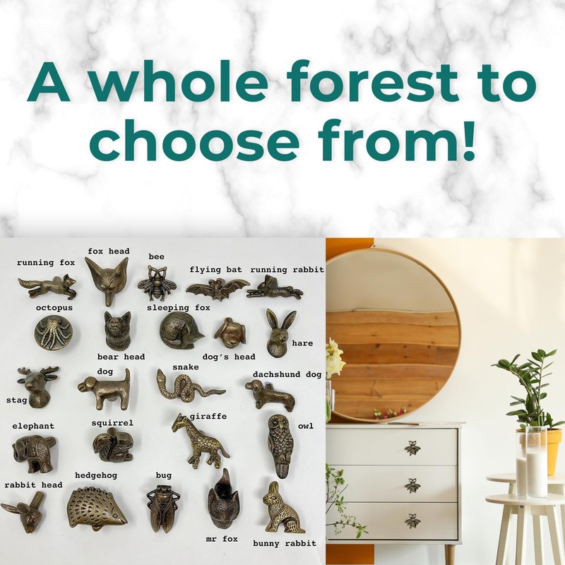 Antique Brass Knobs - Animal Inspired Bee Design - Iron