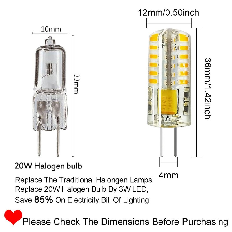 RAYHOO 10pcs G4 Base LED Light Bulbs, Warm White 3000K,