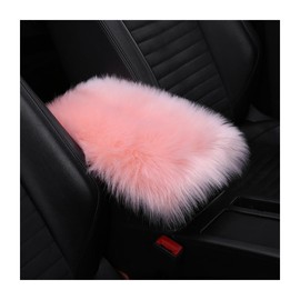 Osilly Auto Center Console Pad, 11.8" x 7.9" Furry Armrest Cover Universal for SUV/Truck/Car, Warm Winter Premium Faux Sheepskin Wool, Soft Fluffy Car Armrest Seat Box Cushion Protector (Pink)