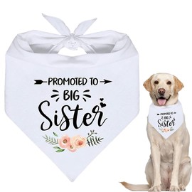 UEIOAVL Dog Headscarves, 1 Piece Dog Neckerchief Big Sister Triangular Pet Neckerchief Photo Prop Engagement Pregnancy Indicator (White)