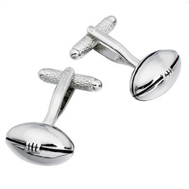 Novelty Rugby Ball Cuff Link & Gift Box In Polished Stainless Steel By Onyx Art - CK70