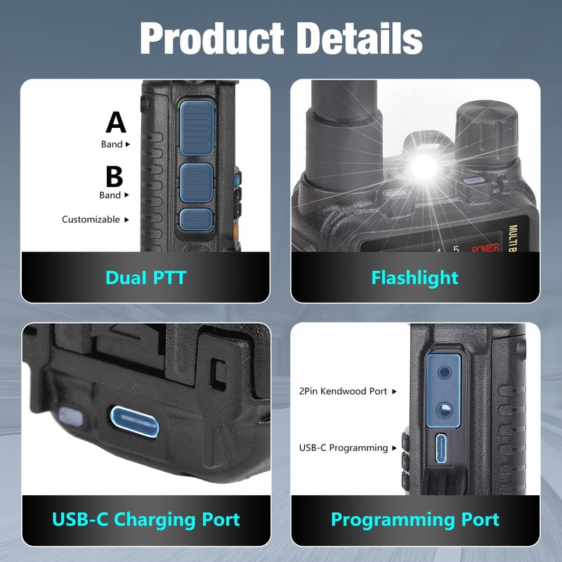 TIDRADIO TD-H3 GMRS Radio Handheld, USB-C Charging & Programming, Multi-Band
