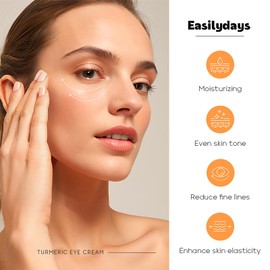 Easilydays Easilydays Turmeric Under Eye Cream, For Dull Eye Skin, Fine Lines, Eye Bags, Dark Circles, Eye Firming, Even Skin Tone, Hydrating, Moisturizes, Smooths Fine Lines Under Eye Serum, Turmeric Booster Eye Treatment Eye Cream