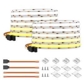 BTF-LIGHTING FCOB COB CCT Flexible High Density LED Strip 2X16.4FT Total 32.8FT 640LED/m Tunable 3000K-6000K CRI 90+ Dimmable LED Light Ribbon for Indoor Decoration DC12V(No Adapter or Controller)