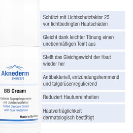 Aknederm BB Cream I Tinted Day Cream with SPF 25 I BB Cream for an Even Complexion I Fragrance-Free Tinted Moisturiser Ideal for Acne Prone Skin & Pimples