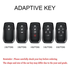 HIBEYO 4 Button Key Fob Cover Compatible with 2023-2019 Toyota Land Cruiser 4Runner RAV4 Camry Highlander Accessories Metal Painted Sports Style Key Shell with US Flag Keychains-4 Button Black