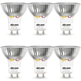 DiCUNO GU10 LED Warm White 5 W, Replaces 50 W Halogen Spotlight, 2700 K, 400 lm, Reflector Lamp, 120° Beam Angle, No Flickering, Not Dimmable, MR16 LED Spot 230 V AC, Pack of 6