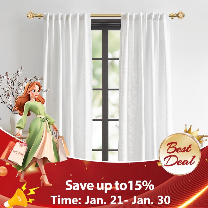 Curtain Rods for Windows 48 to 84 Inch, USFOOK 7/8