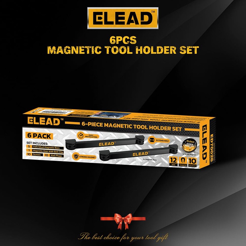 Magnetic Storage Organizer Tool Holder - 6-Piece Wall Mount Rack
