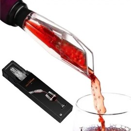 Generic Wine Aerator Pourer with Silicone Gasket, 2-in-1 Design, Elegant Style, 15X10X5 cm, Transparent, Matte Black