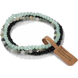 WEIZAIJY 3 Piece Mini Bead Bracelet | 4mm | Premium Natural Stone Bracelet for Women – Elegant Healing Gemstone Jewelry (Style S)