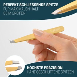KLINGENHELD® Precise Tweezers Set with Hand-Cut Tips - Perfect for All Applications - Includes Cotton Case 100% Plastic-Free & Sustainable - Tweezers Eyebrow Plucking, 21 Colours
