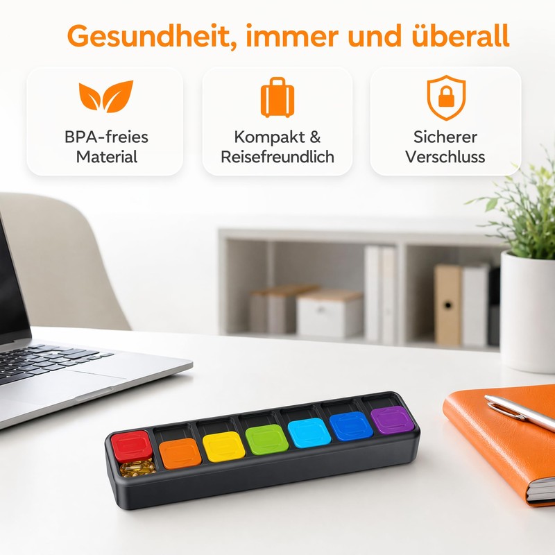 Pill Organiser 7 Day Pill Box Sliding Lid 7 Daily