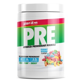 Per4m Pre Workout Powder 570g | Intense Pump, Sustained Energy and Mental Focus | with L-Citrulline, Beta Alanine & Caffeine with Added Hydration (Gummy Worms)