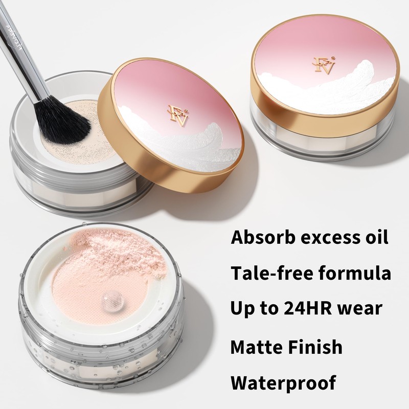 FV Powder Makeup Setting Powder, Fixing Powder with Puff, Translucent