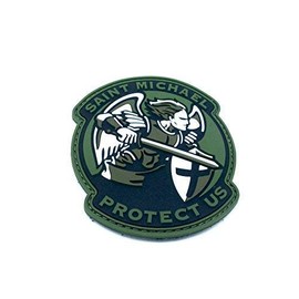 St Michael Protect Us Crusader Green PVC Airsoft Patch