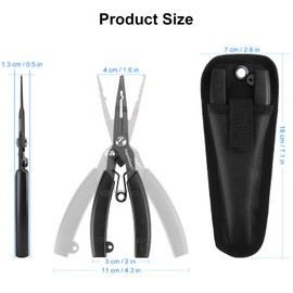 supregear Fishing Pliers, Multi-Functional Lightweight Stainless Steel Fishing Plier, Fishing Gear with ABS Handle, Line Cutter Hook Remover Tool with Safety Coiled Lanyard and Nylon Sheath, Black