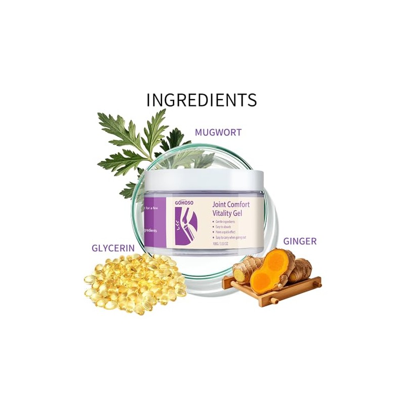 Joint Purple Gel, Cooling Massage Cream with Turmeric for Back,