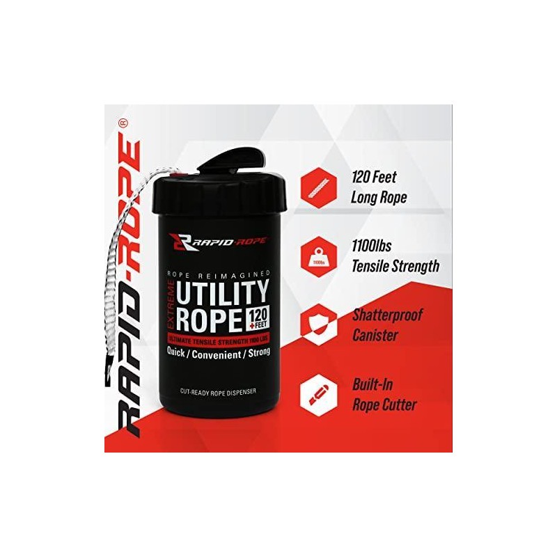 Rapid Rope 120 Feet Nylon Paracord Rope Canister