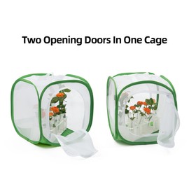 Two Doors Monarch Butterfly Habitat, Insect Mesh Cage, Caterpillar Enclosure Terrarium Pop-up (12 X 12 X 12 Inches)