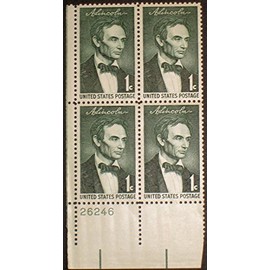 #1113 - 1959 1c Abraham Lincoln U.S. Postage Stamp Plate Block (4)