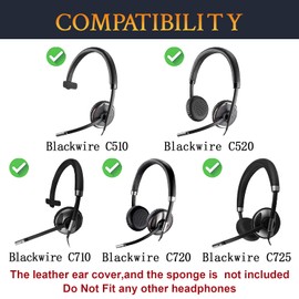 SOULWIT Replacement Earpads Cover for Plantronics BlackWire C510/C520/C710/C720/C725 Headset, Cushions Ear Pads Cover for Poly BlackWire 510/520/710/720/725 - Coffee