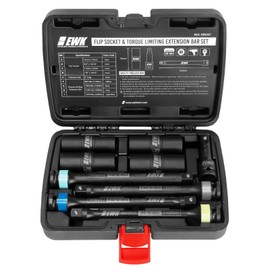 EWK 9 Pcs 1/2" Drive Thin Wall Lug Nut Flip Impact Socket & Torque Limiting Extension Stick Set, 80-150 Ft-lbs (110-200 Nm), Color-Coded