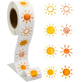 1 Roll 500 Pcs First Trip Around The Sun Stickers for Kids Sunshine Birthday Party Favor Stickers 8 Styles Cute Self Adhesive Sticker Labels for Boys Girls Baby Shower Party