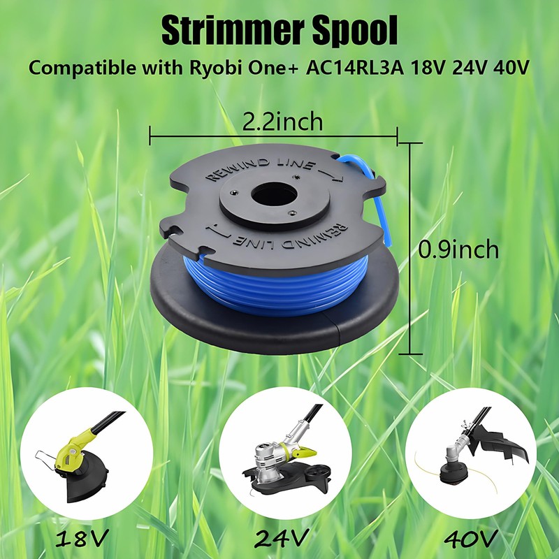Replacement Spools for Strimmer Spool Compatible with Ryobi One+ AC14RL3A