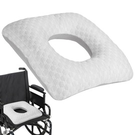 Homaisson Large Donut Cushion for Bed Sores, Wheelchair Seat Pad, Pressure Relief Cushion with Hole for Elderly Disabled Paralyzed, Stretch Cotton, Breathable Ice Silk Fabric, Removable Zipper Cover