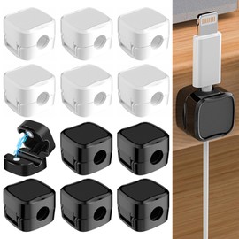 Kabelhalter,Kabelclips Kabelhalter Selbstklebend TAIZER 12PCS Kabelklemmen Kabelhalter Magnetisch Kabelmanagement Verstellbare Kabel Organizer Selbstklebend Kabelhalter für Schreibtisch Nachttisch