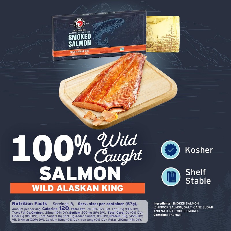 SeaBear Smoked Wild King Salmon 1 Pound Fillet Gift Box
