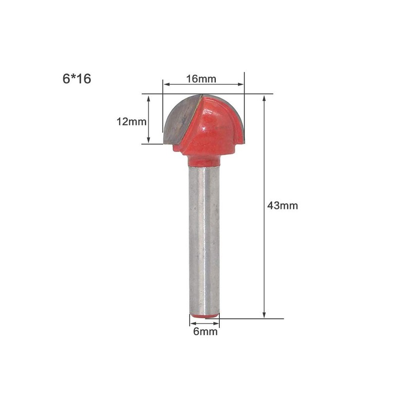 DingGreat 4Pcs 6mm Shank Round Nose Cove Core Box Router