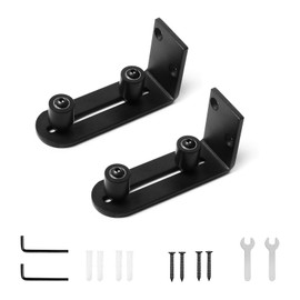 Kinmade Barn Door Bottom Floor Guide Matte Black,Adjustable Roller Wall Mounted,Flush Bottom Design,Adjustable Roller Wall Mounted,Fit All Size Door(2 Packs)
