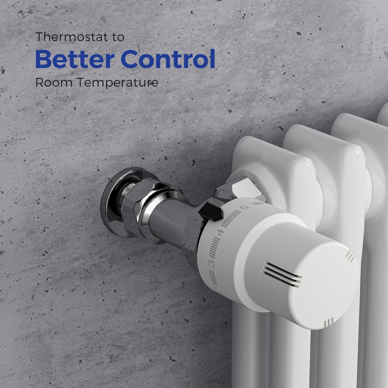 Vancoco Thermostatic Head Radiator Valve, Thermostat Heating, Heating Valve, White,
