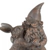 Whimsical Mr Gnome Dancing With Hare Rabbit Fairy Garden Figurine
