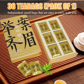 Premium White Tea Gift Set, Shoumei Aged 2022 Tea Loose Leaf - Chinese White Tea Leaves Gold Foil Individual Packets with Storage Box, 36PCS Individually Wrapped