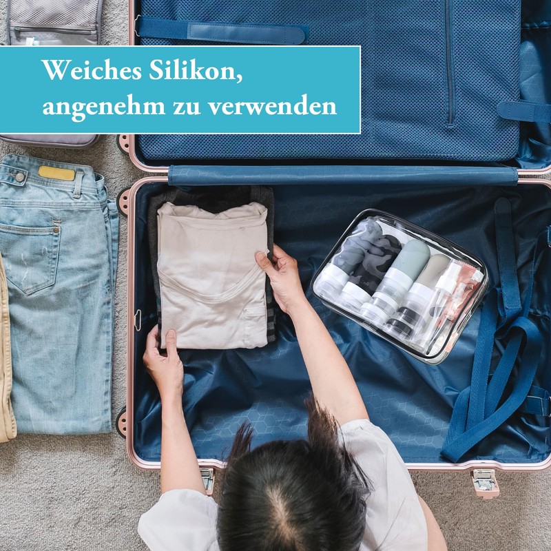 17 Stück Reiseflaschen Zum Befüllen, Silikon Reiseflaschen, Reiseset Flüssigkeiten Set