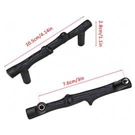 Jinyuanchao 3 Inch Hole Center Black Twig Cabinet Pulls, Alloy Rustic Branch Drawer Pulls and Handles for Dresser Cupboard Closet Kitchen Hardware, 4 Pack