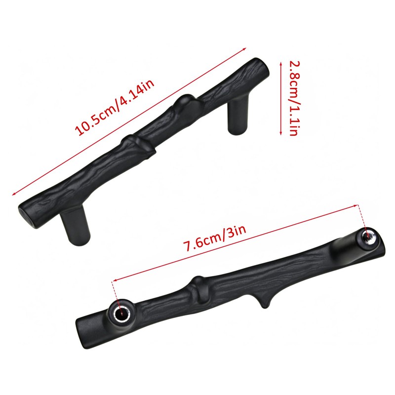 Jinyuanchao 3 Inch Hole Center Black Twig Cabinet Pulls, Alloy